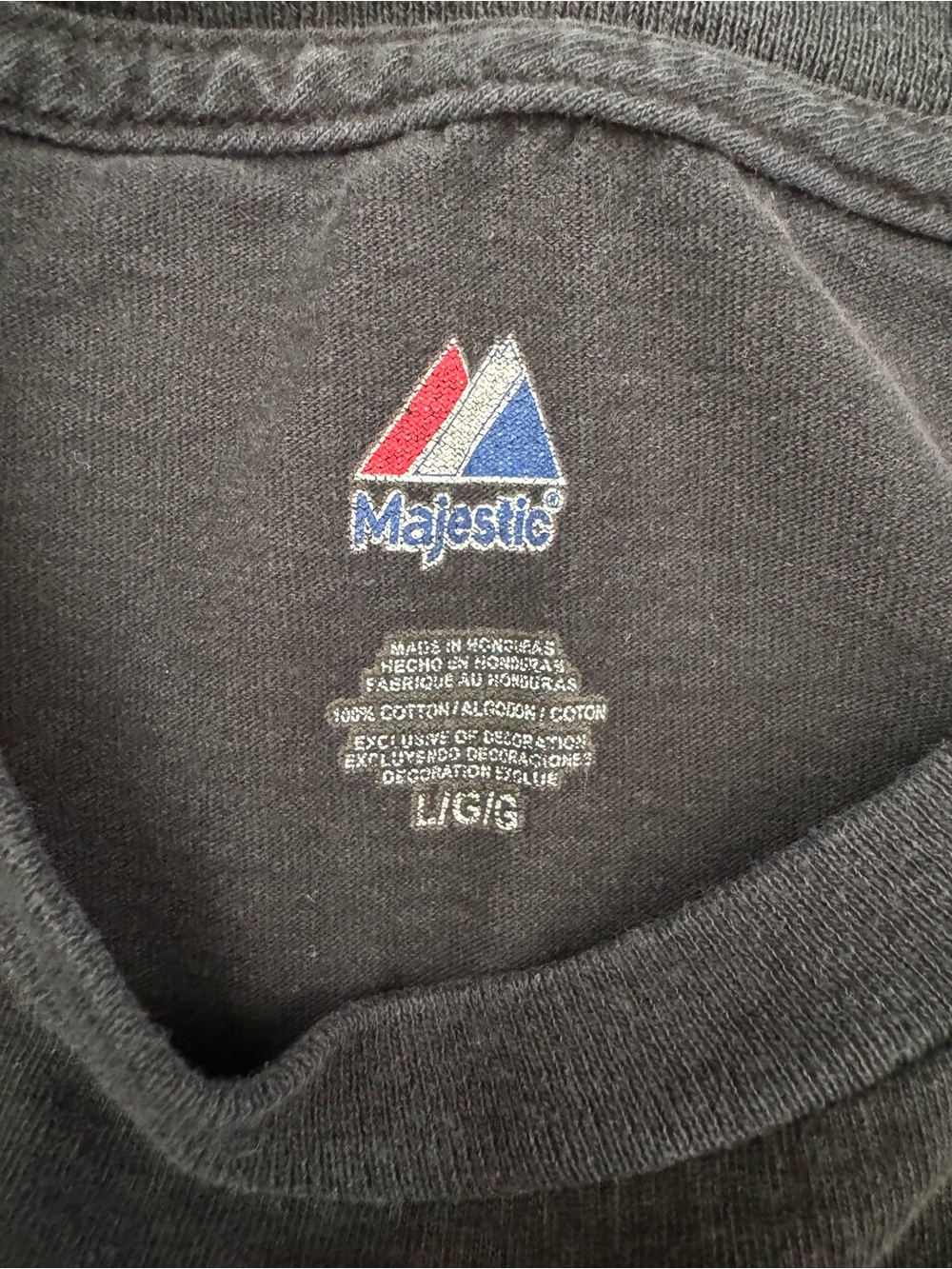 Majestic Black Tee with Red, White and Blue Logo - Picture 3 of 4